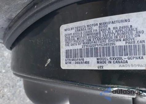 2000 Toyota Camry Solara Se from USA, damaged, VIN 2T1CG22P1YC349295